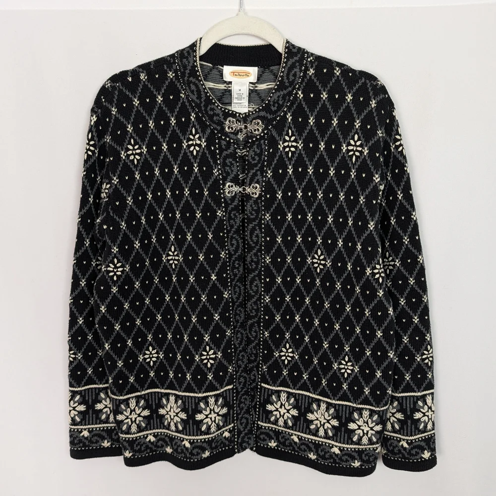 Talbots Nordic Fair Isle Knit Cardigan M - Picture 1 of 9